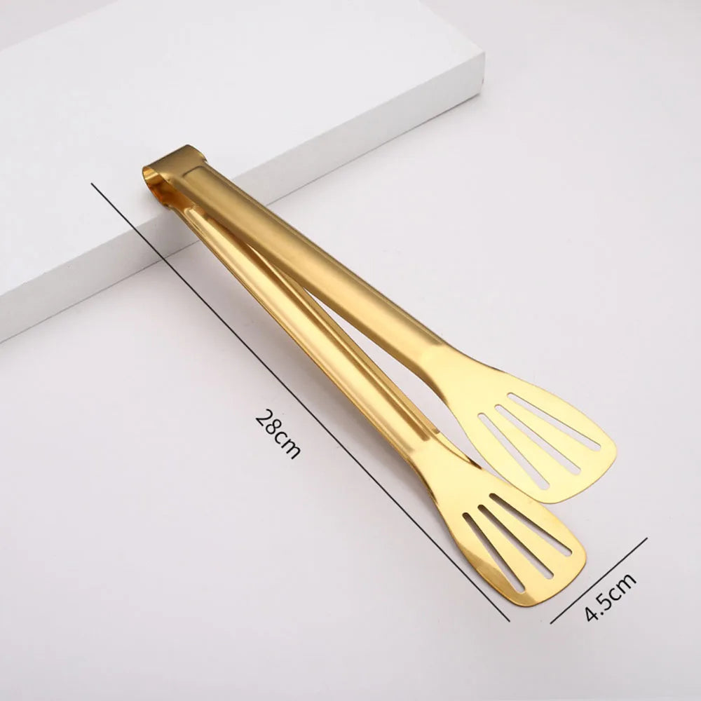 Stainless Steel Bread Clip Steak Clip Food Tongs Gold and Silver Cooking Utensils Kitchen Accessories Cake Bread Grill Clip