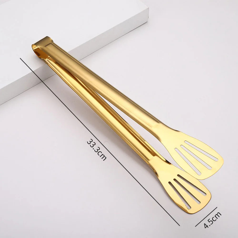 Stainless Steel Bread Clip Steak Clip Food Tongs Gold and Silver Cooking Utensils Kitchen Accessories Cake Bread Grill Clip