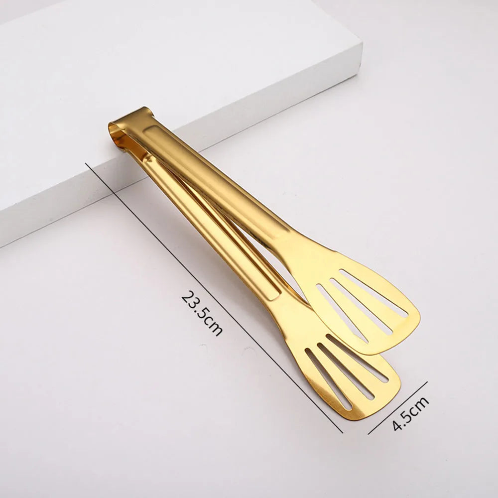 Stainless Steel Bread Clip Steak Clip Food Tongs Gold and Silver Cooking Utensils Kitchen Accessories Cake Bread Grill Clip
