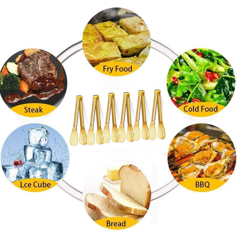 Stainless Steel Bread Clip Steak Clip Food Tongs Gold and Silver Cooking Utensils Kitchen Accessories Cake Bread Grill Clip